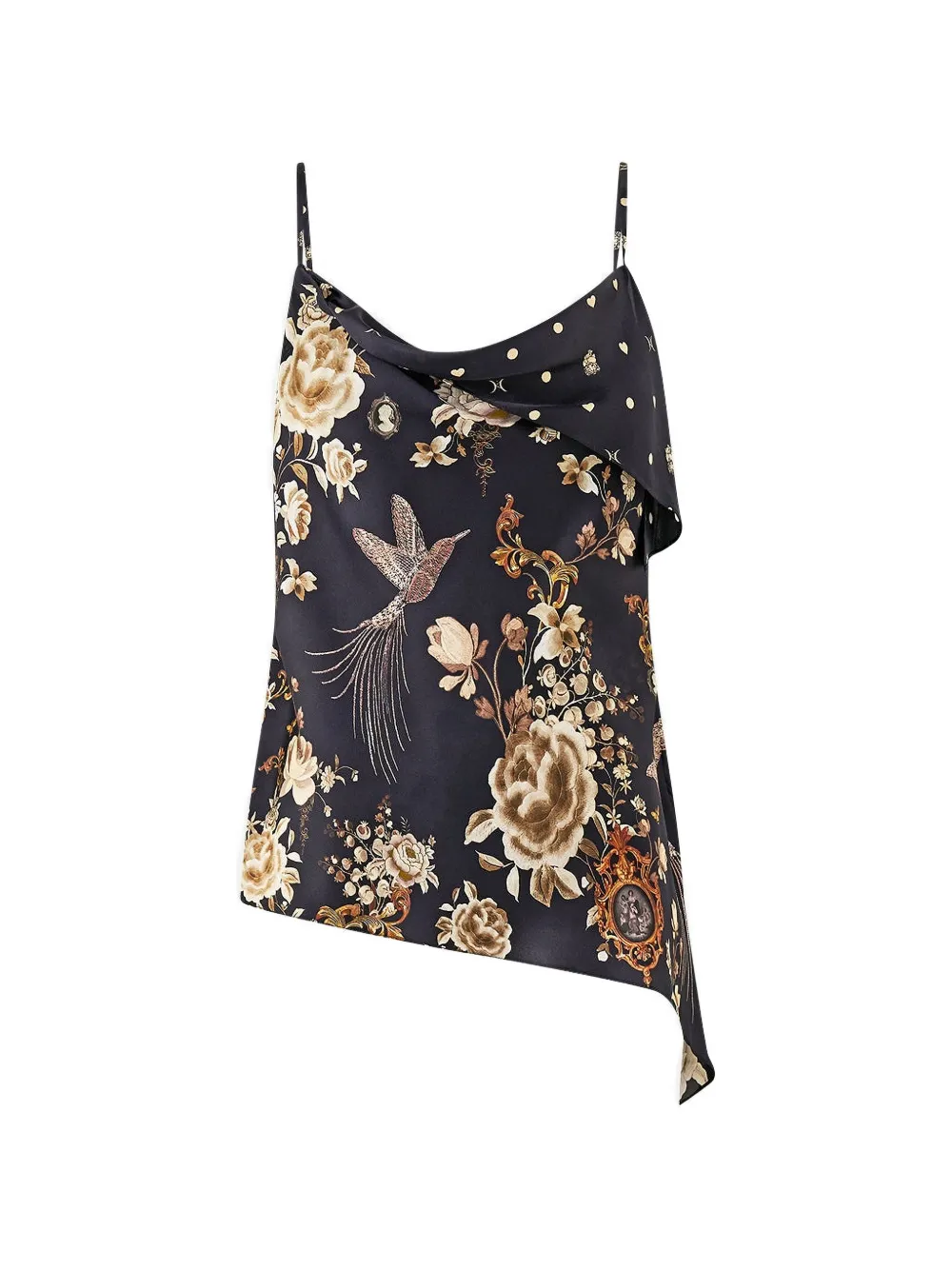 Camilla asymmetric draped top - Nero