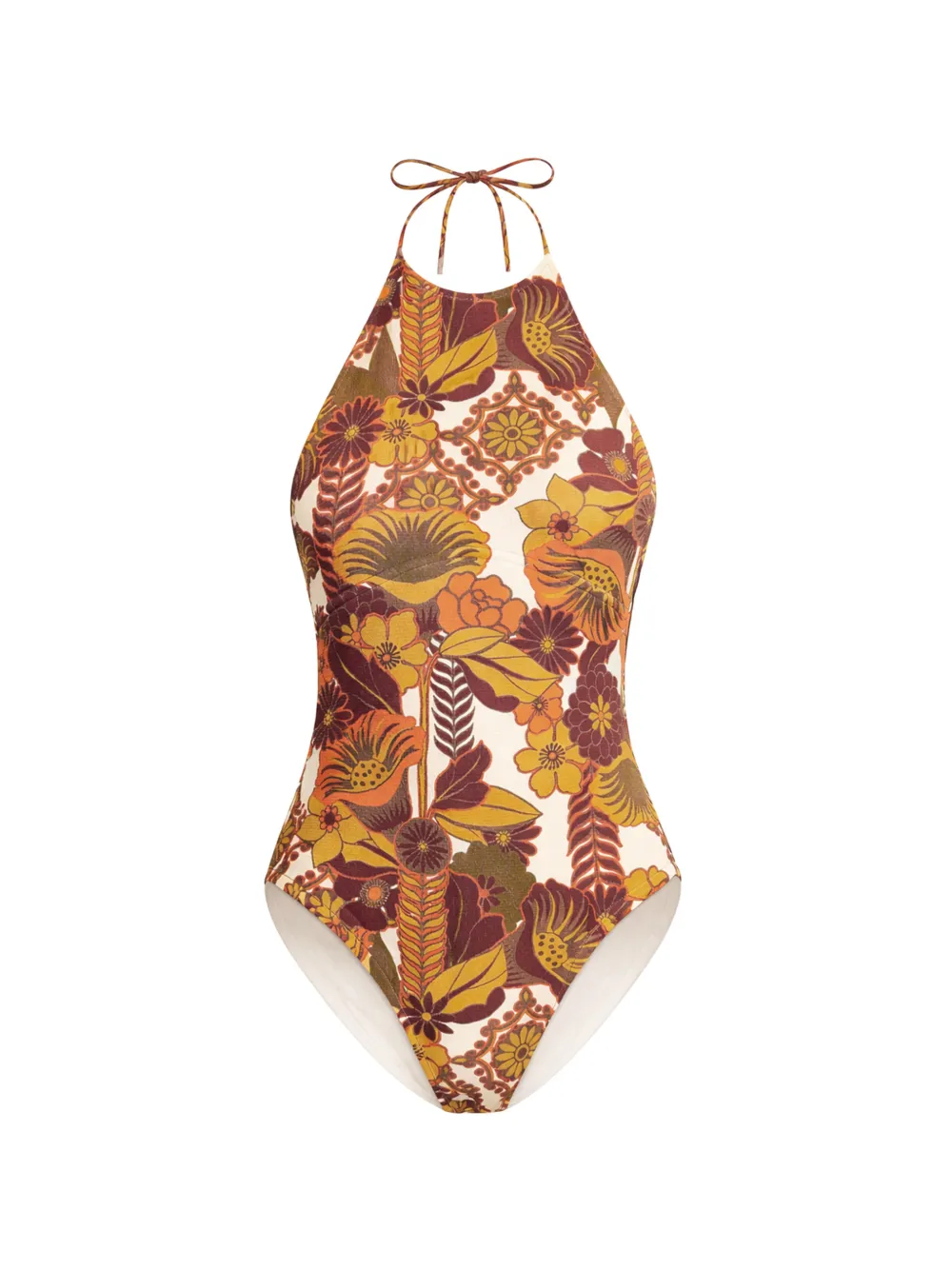 Osklen halterneck floral print swimsuit - Nude