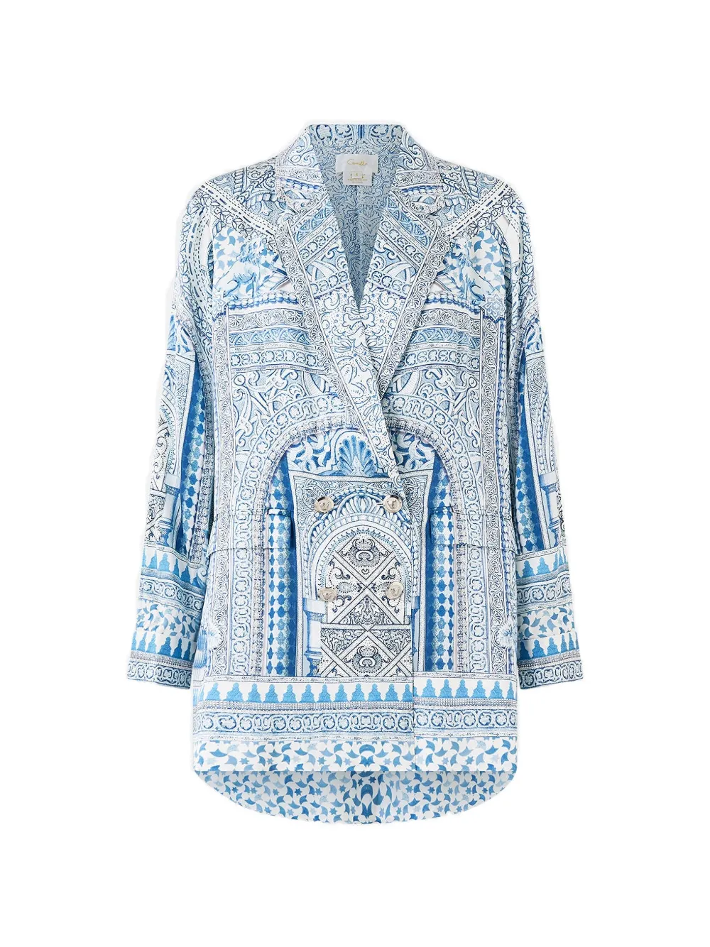 Camilla double-breasted patterned jacket - Blu