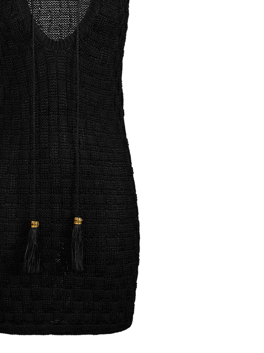 Elisabetta Franchi Gebreide mini-jurk met kwastjes Zwart