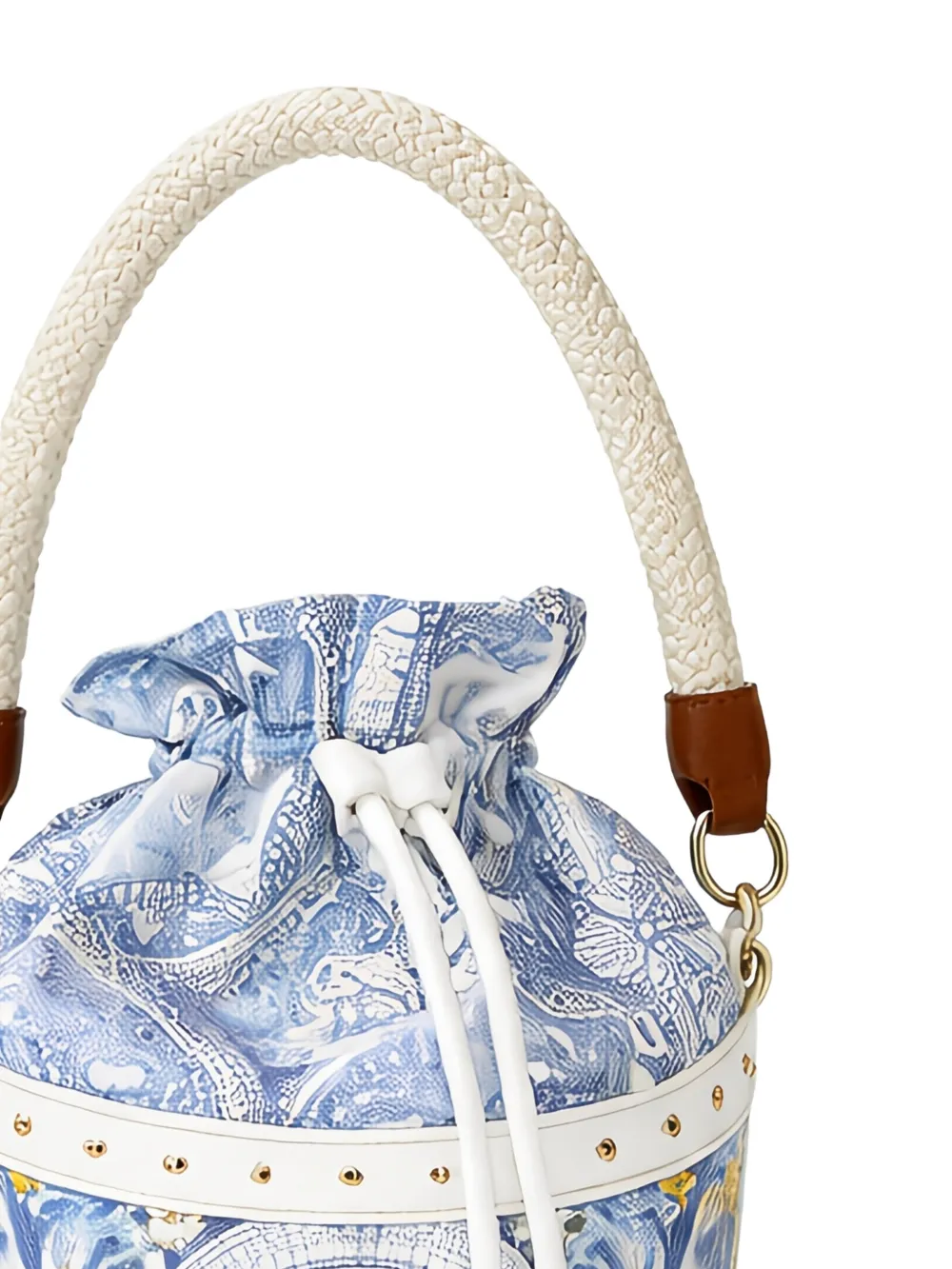  Camilla Rope Handle Floral Print Bucket Bag - Blue 