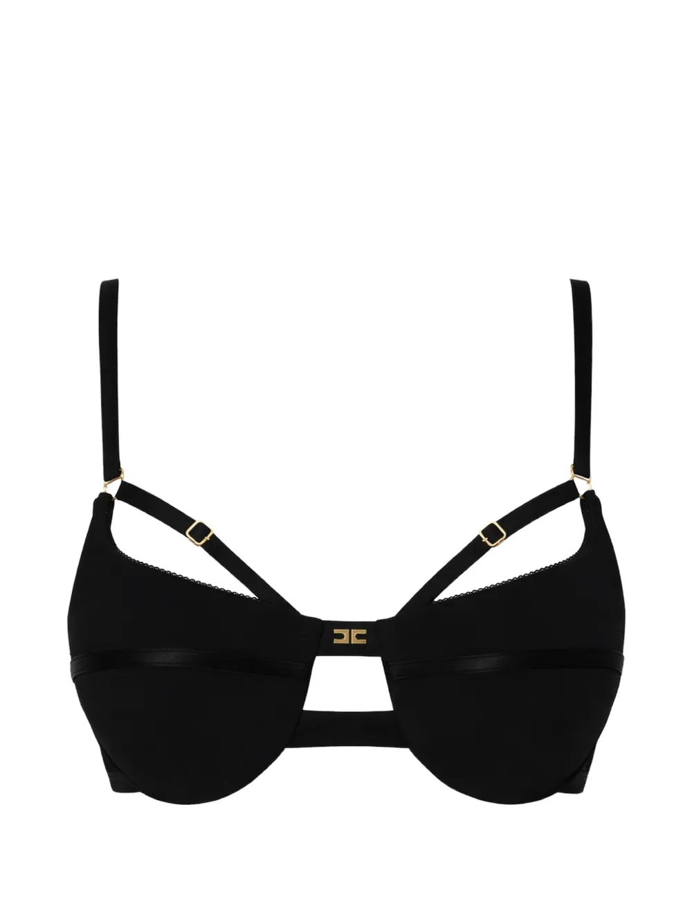 Elisabetta Franchi logo-plaque strap bra - Nero