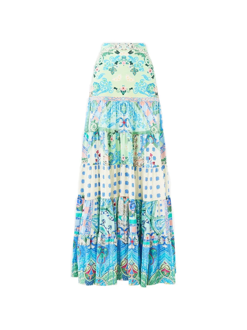 Camilla spliced tiered maxi skirt - Blau