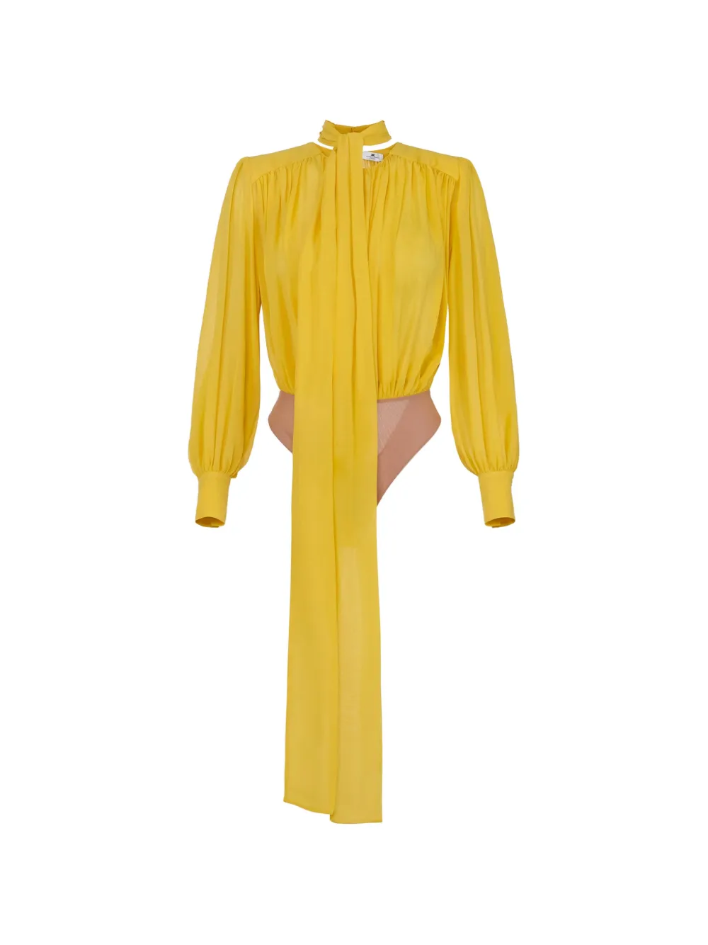 Elisabetta Franchi sash balloon-sleeve bodysuit - Giallo