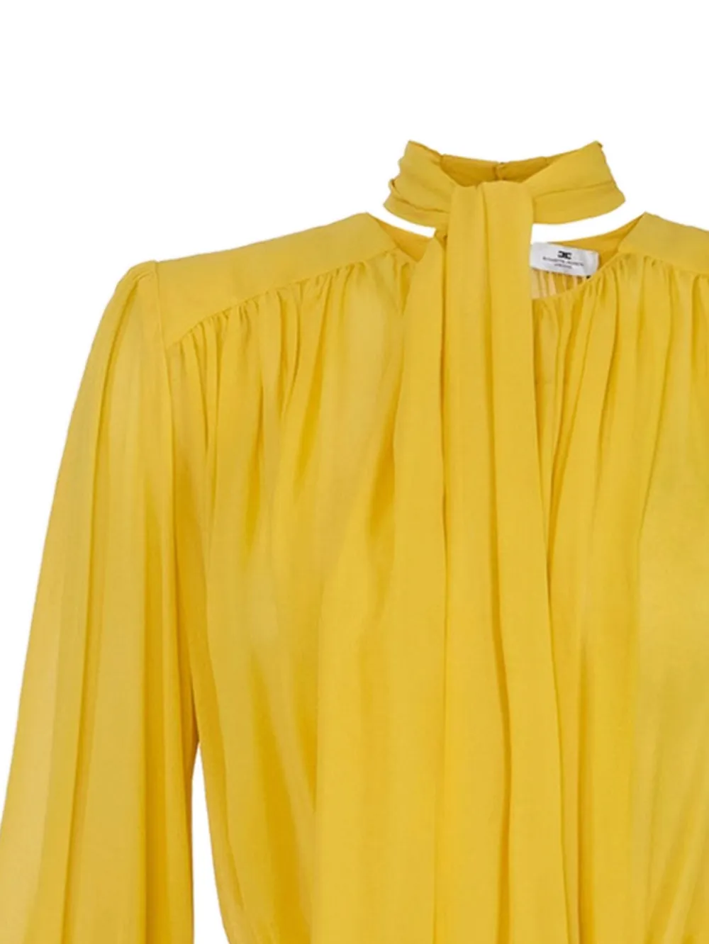 Elisabetta Franchi Georgette zijden body met sjerp Geel
