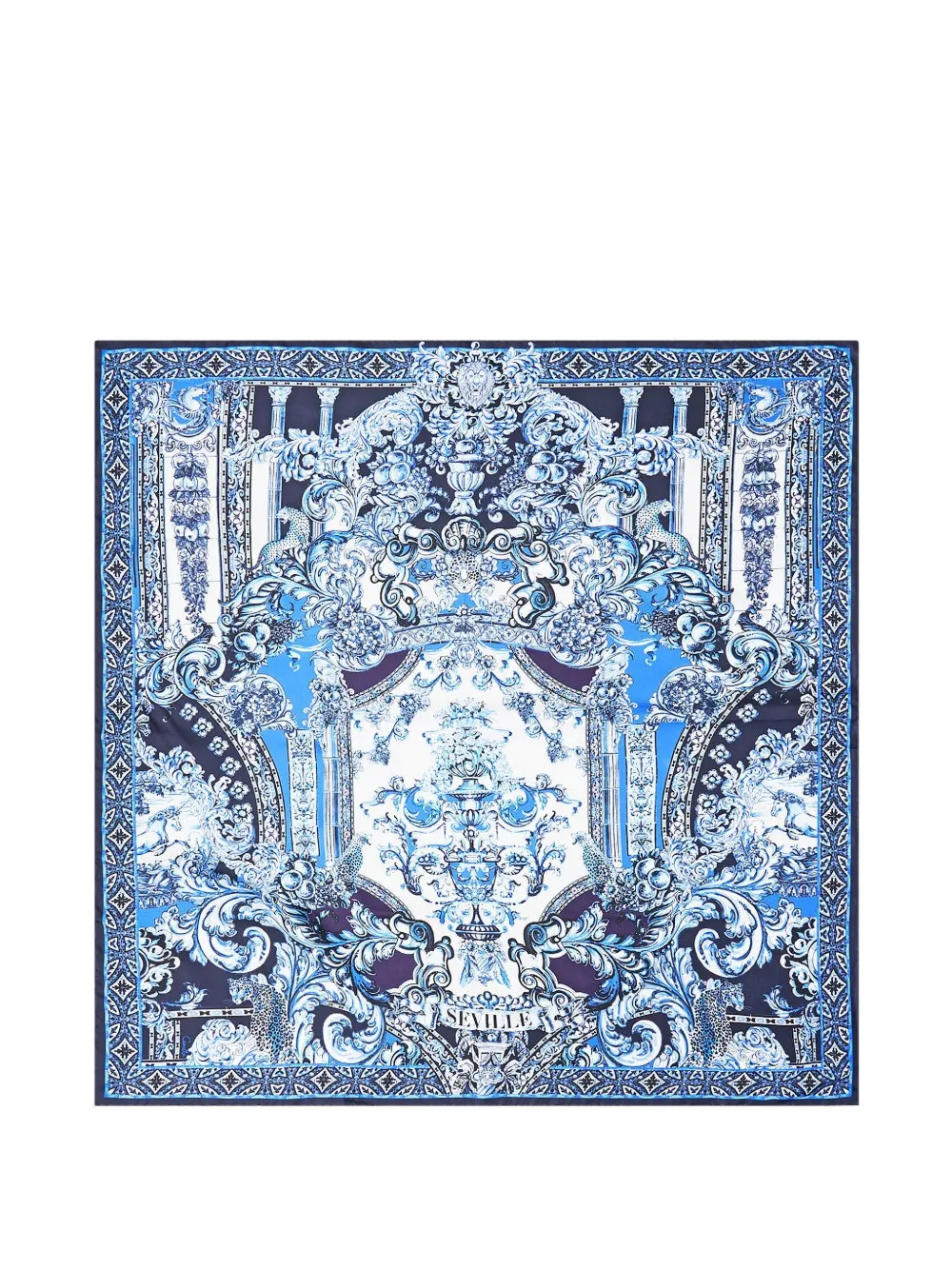 Camilla printed twill square scarf - Blu