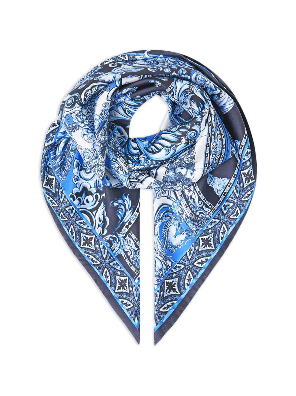 Camilla Twill sjaal met print Blauw
