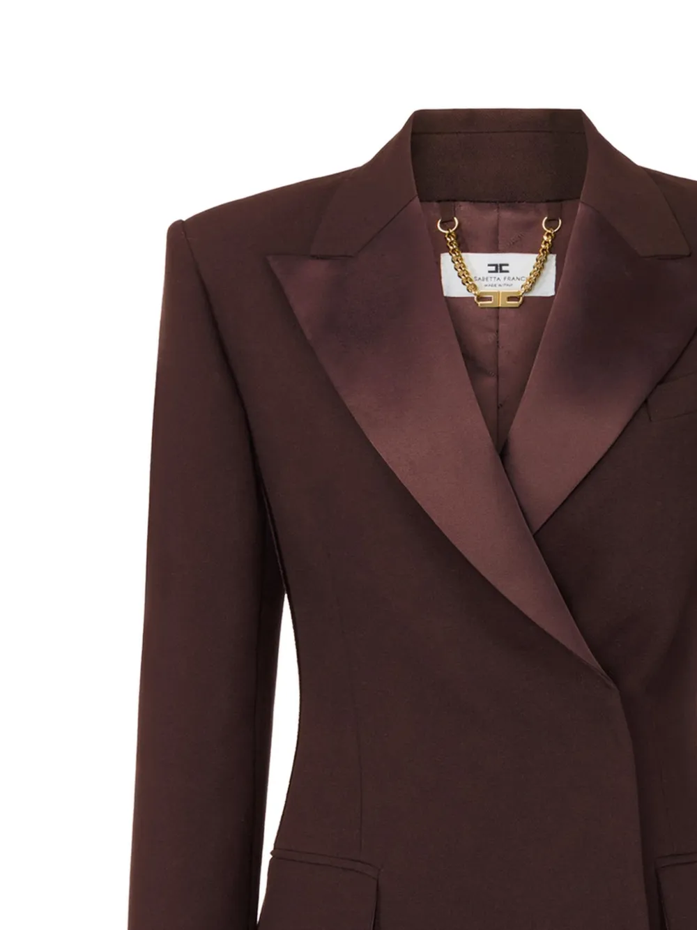 Elisabetta Franchi Jack met dubbele rij knopen en satijnen revers Bruin