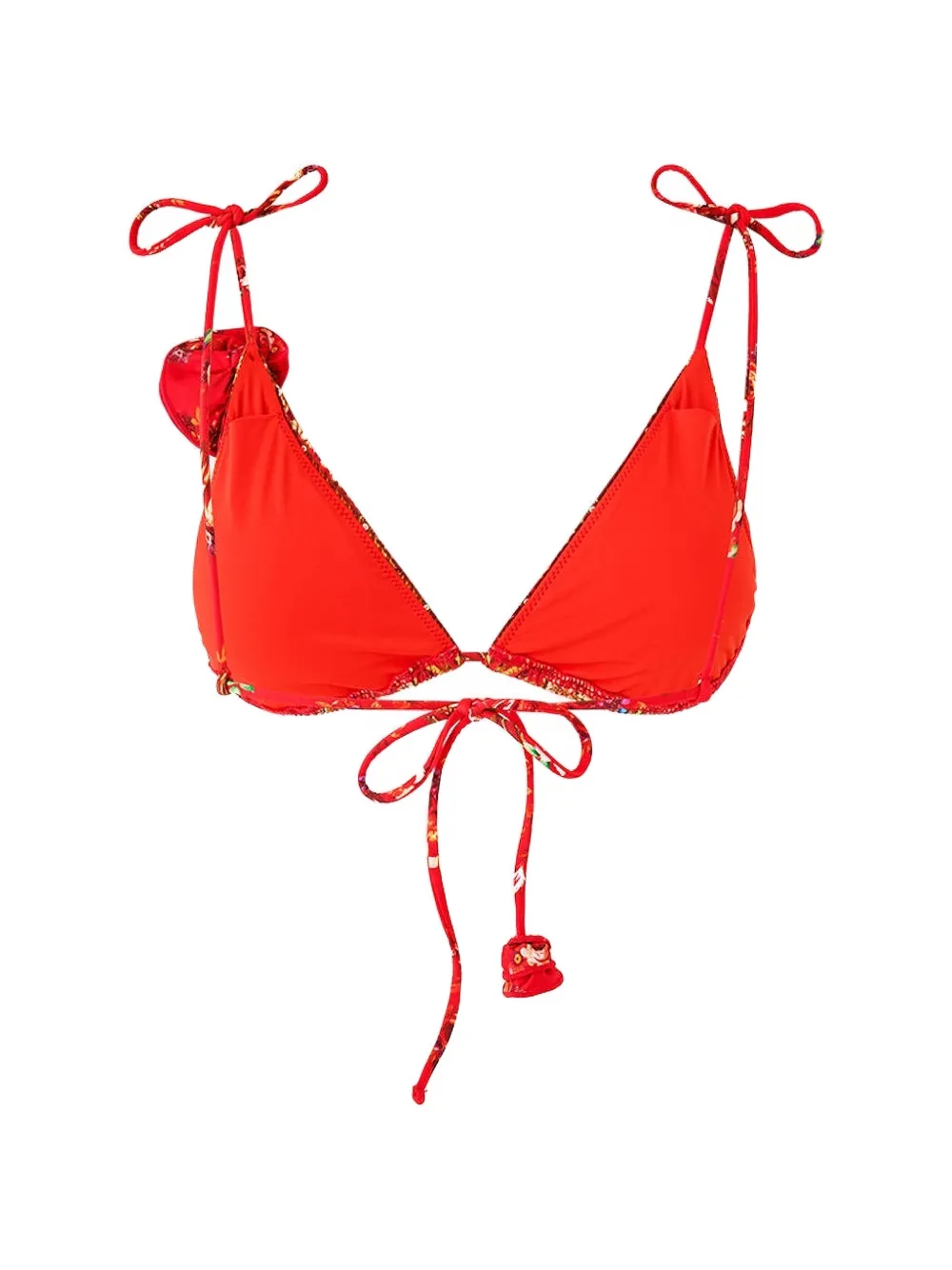  Camilla Tie Shoulder Rosette Bikini Top - Red 