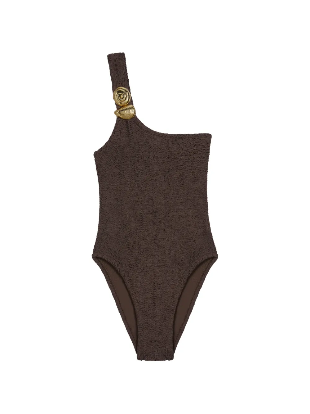 Reina Olga textured shell detail swimsuit - Marrone