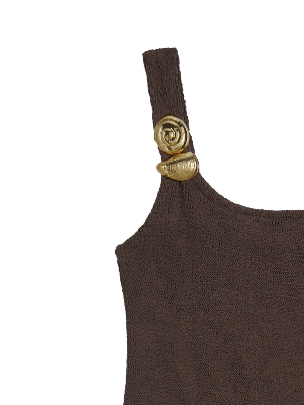  Reina Olga Textured Shell Detail Swimsuit - Brown 