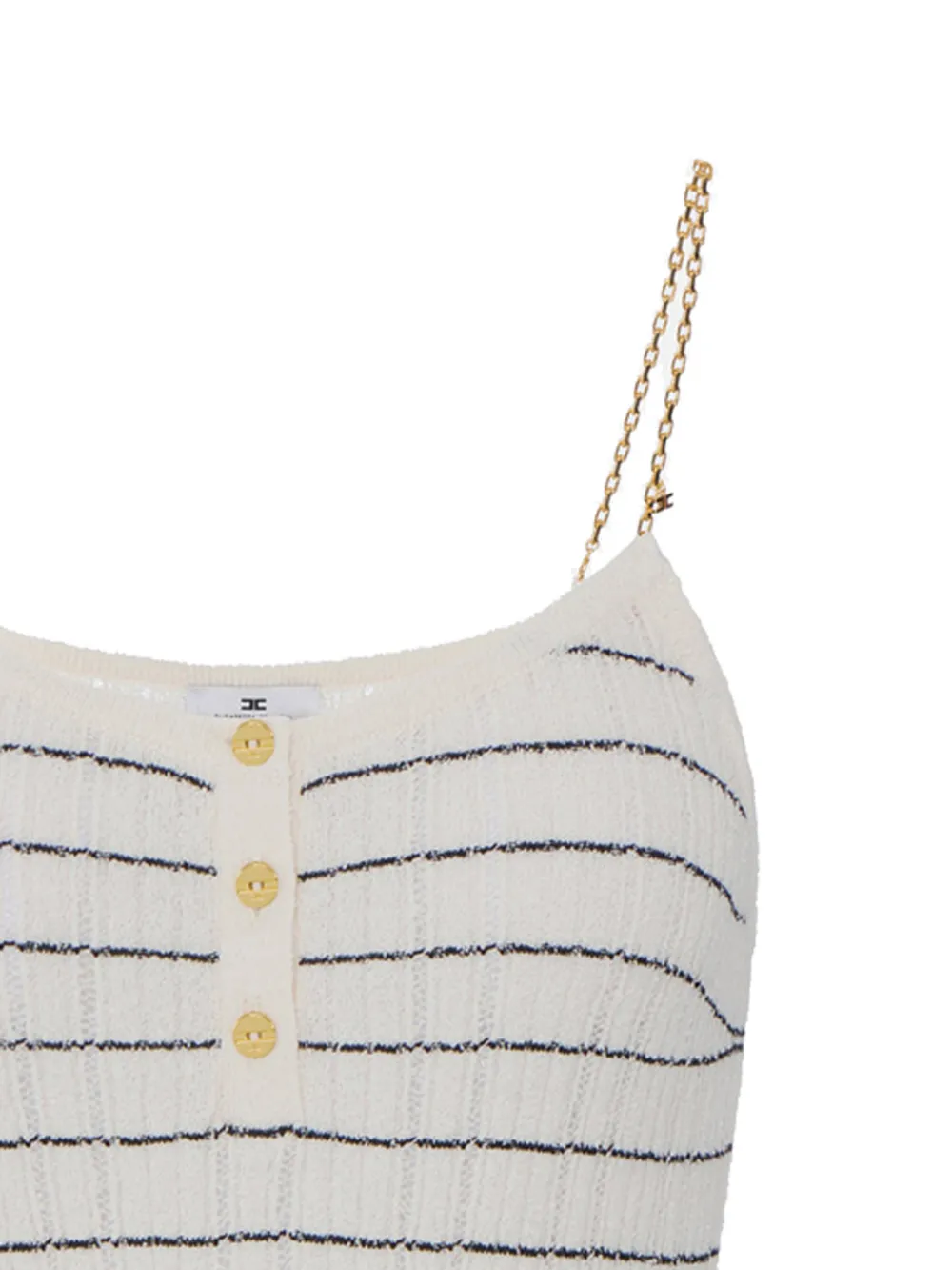 Elisabetta Franchi Gebreide top met kettingen en strepen Wit
