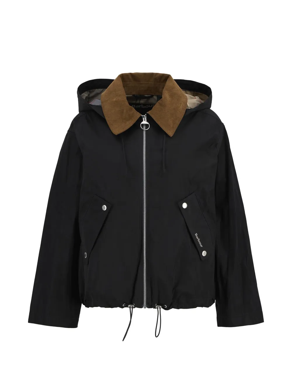 Barbour corduroy collar hooded jacket - Nero