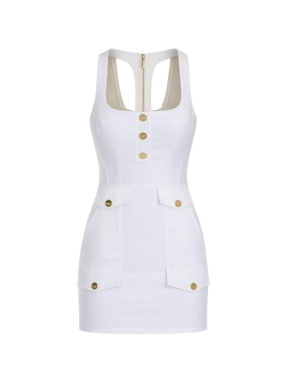 Elisabetta Franchi mini buttoned flap-pockets dress - Bianco