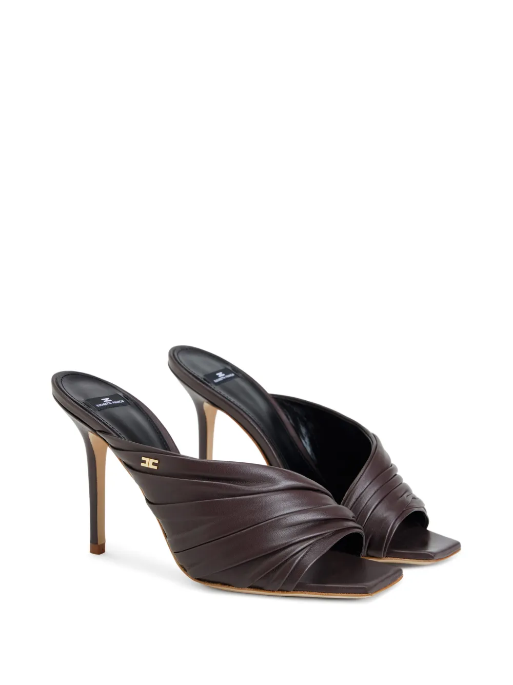 Elisabetta Franchi Leren sandalen Bruin