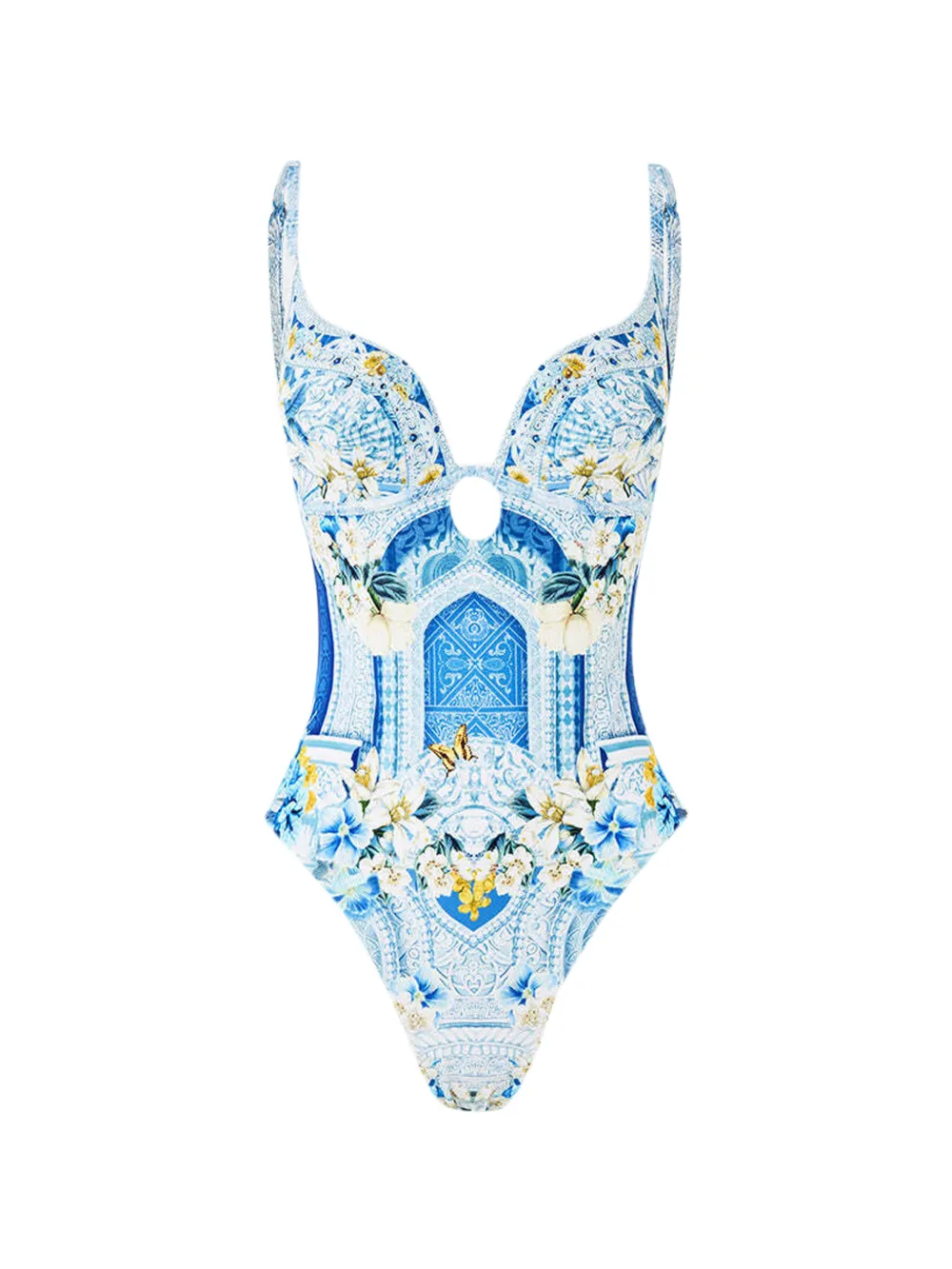 Camilla keyhole ruffled swimsuit - Blu
