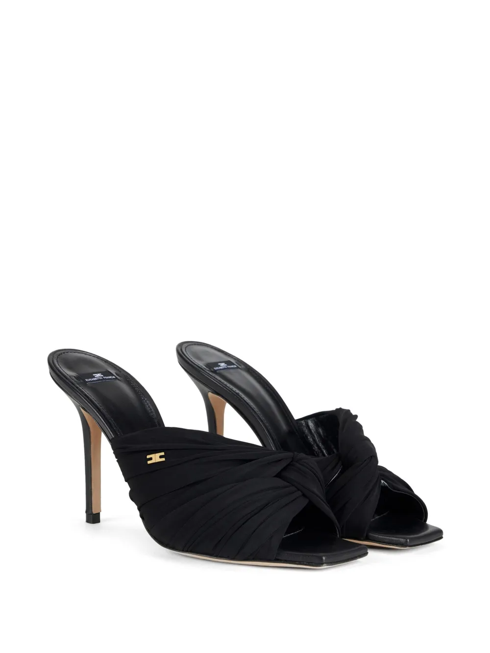 Elisabetta Franchi Gedrapeerde sandalen met gekruiste bandjes Zwart