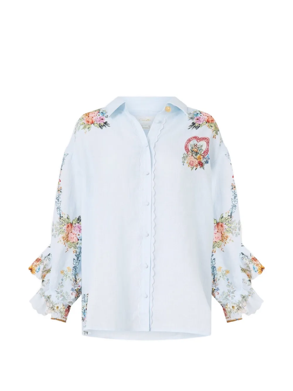 Camilla Seville Sweetheart frill-detail button shirt - Blu