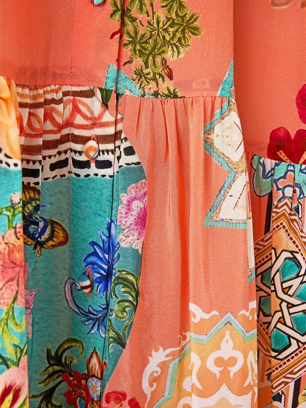  Camilla Waist-tie Maxi Dress - Orange 