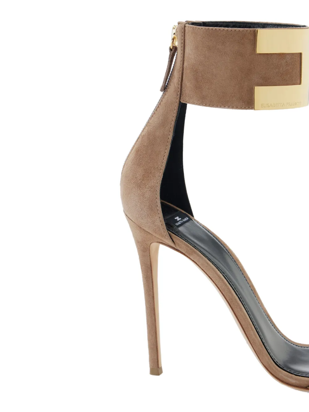 Elisabetta Franchi Sandalen met enkelbandje met sieraad logo Beige