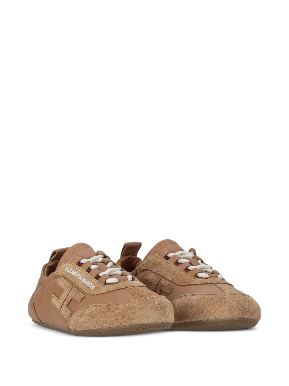 Elisabetta Franchi Sneakers met suède vlak Beige