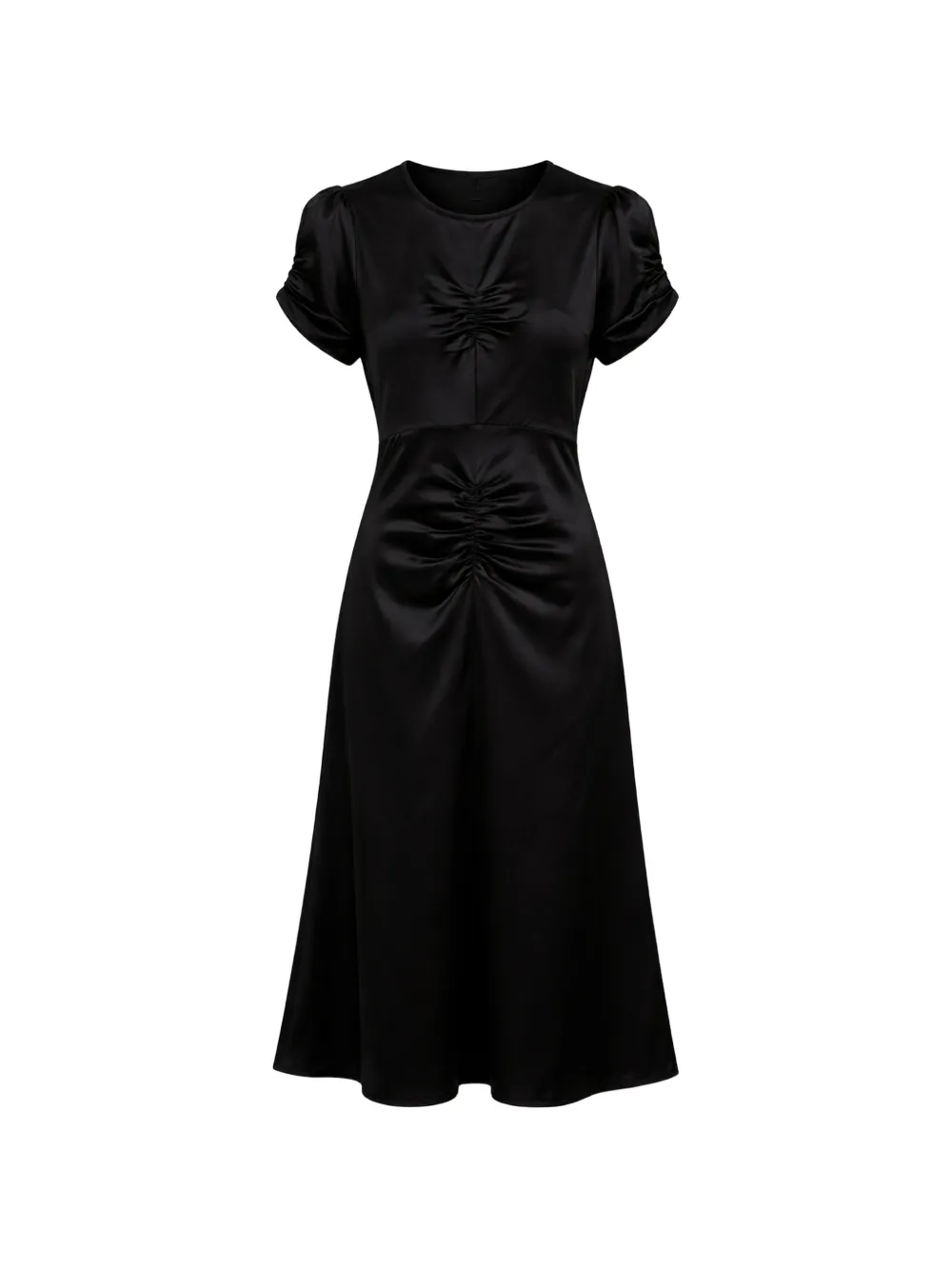 Nº21 ruching short-sleeve midi dress - Nero