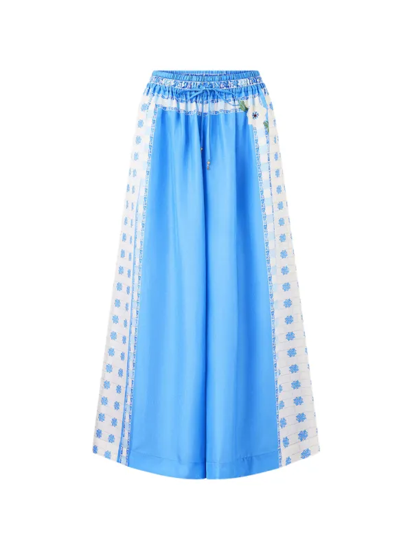 Camilla Wide-leg Printed Trousers in Blue