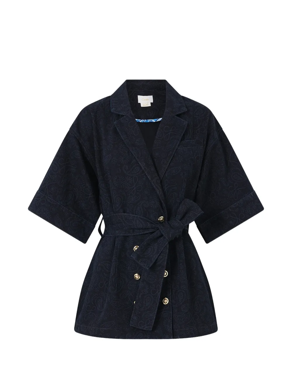 Camilla double-breasted belted jacket - Blu