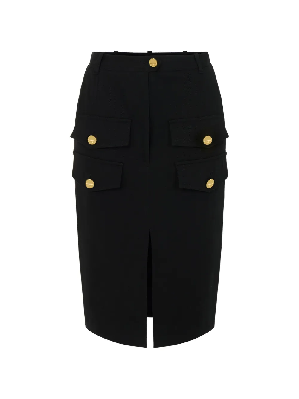 Elisabetta Franchi flaps metal buttons midi skirt - Nero