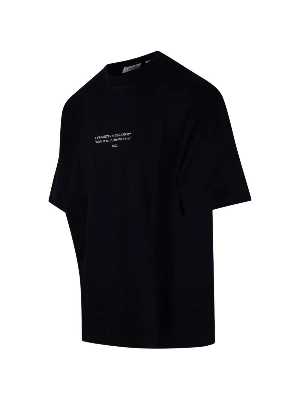 Off-White T-shirt met ronde hals en print Zwart