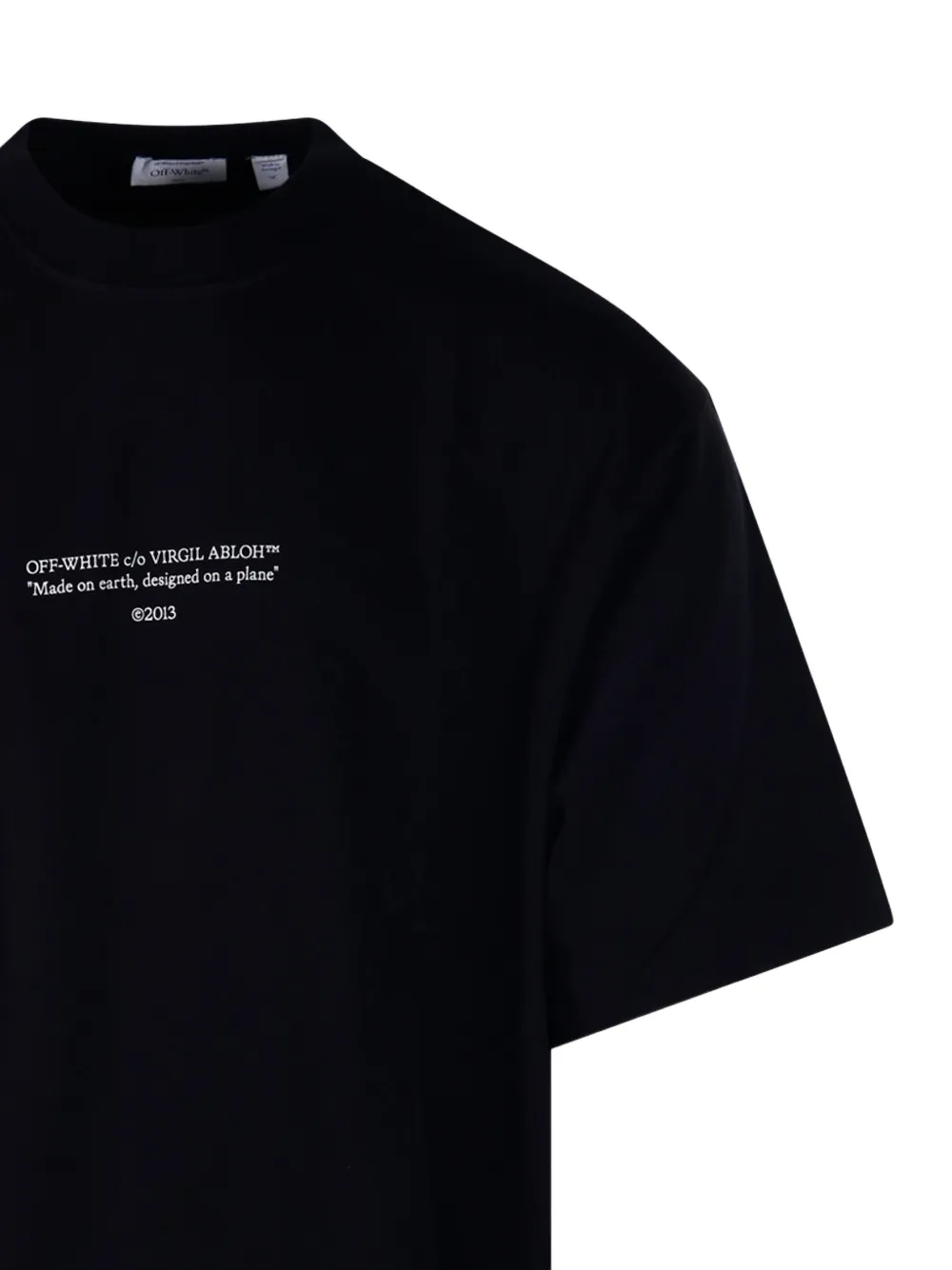 Off-White T-shirt met ronde hals en print Zwart