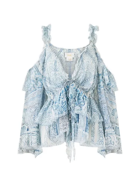 Camilla cold-shoulder ruffled blouse