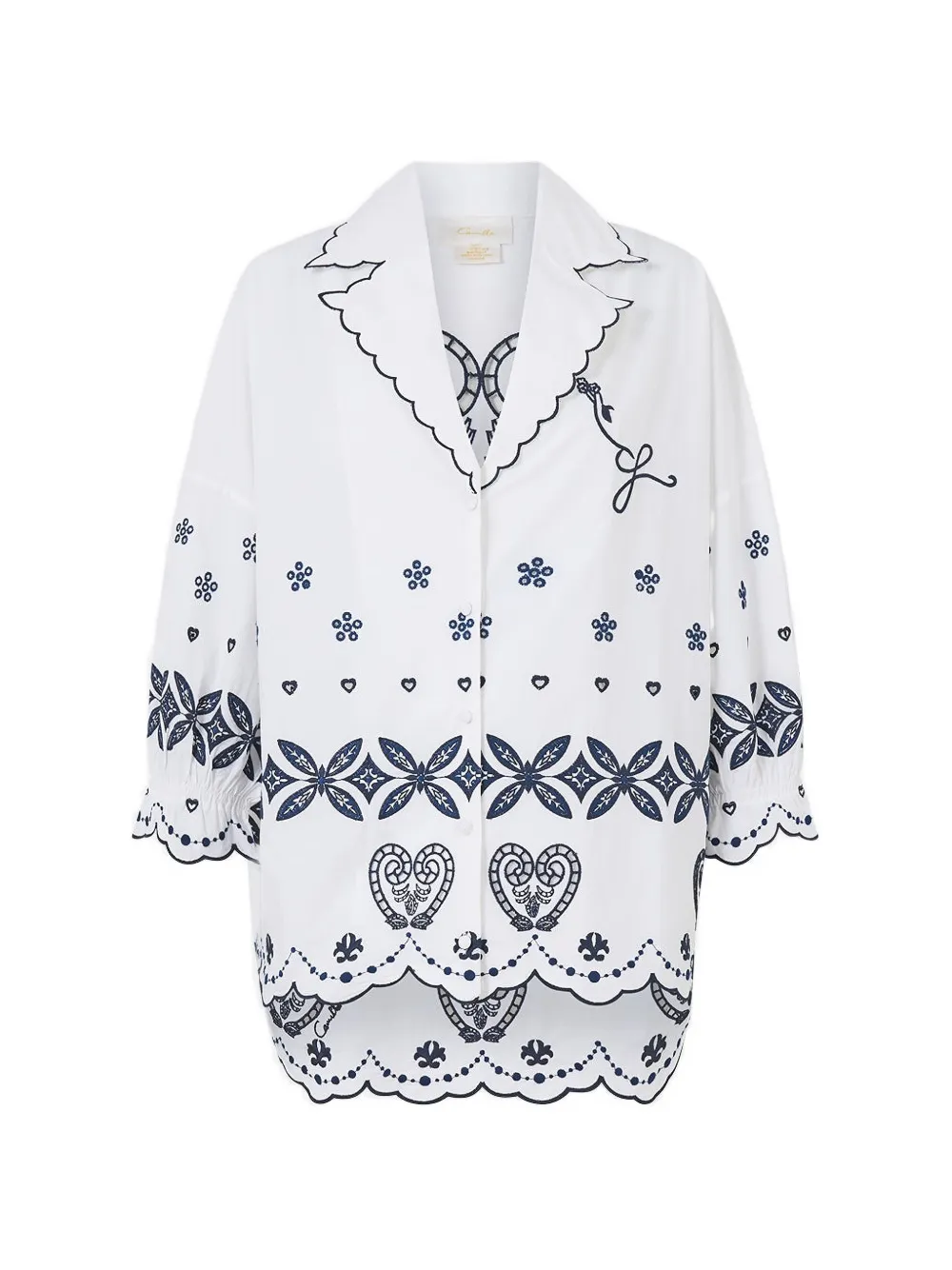 Camilla Camicia A Tiled Wonderland con ricamo - Bianco