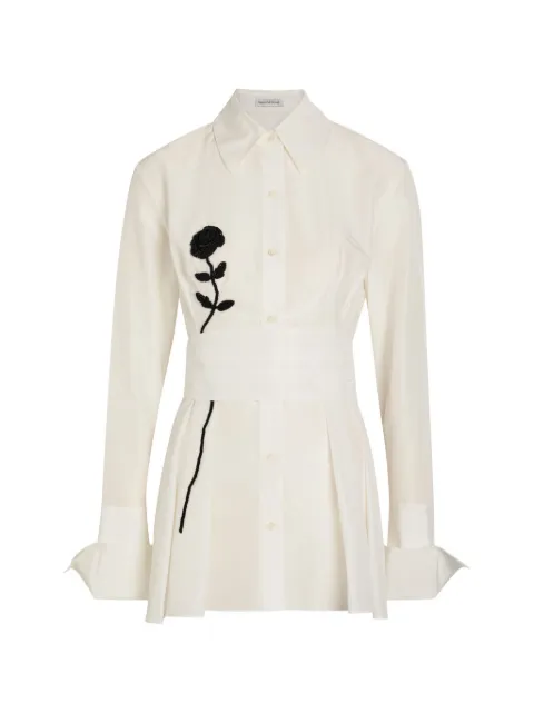 PATRICK ASSARAF floral-detail belted shirt