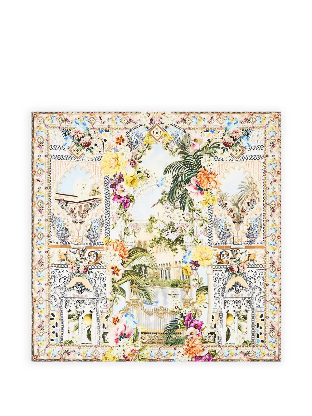 Camilla The Architects of Alcázar crystallised floral square scarf - Toni neutri