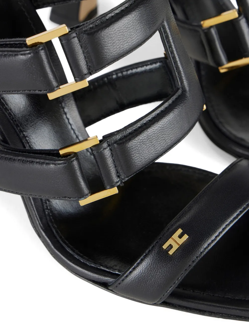 Elisabetta Franchi Leren sandalen Zwart