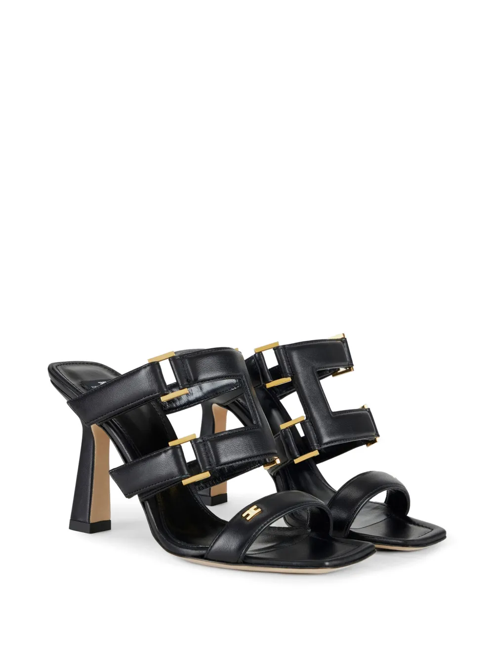 Elisabetta Franchi Leren sandalen Zwart