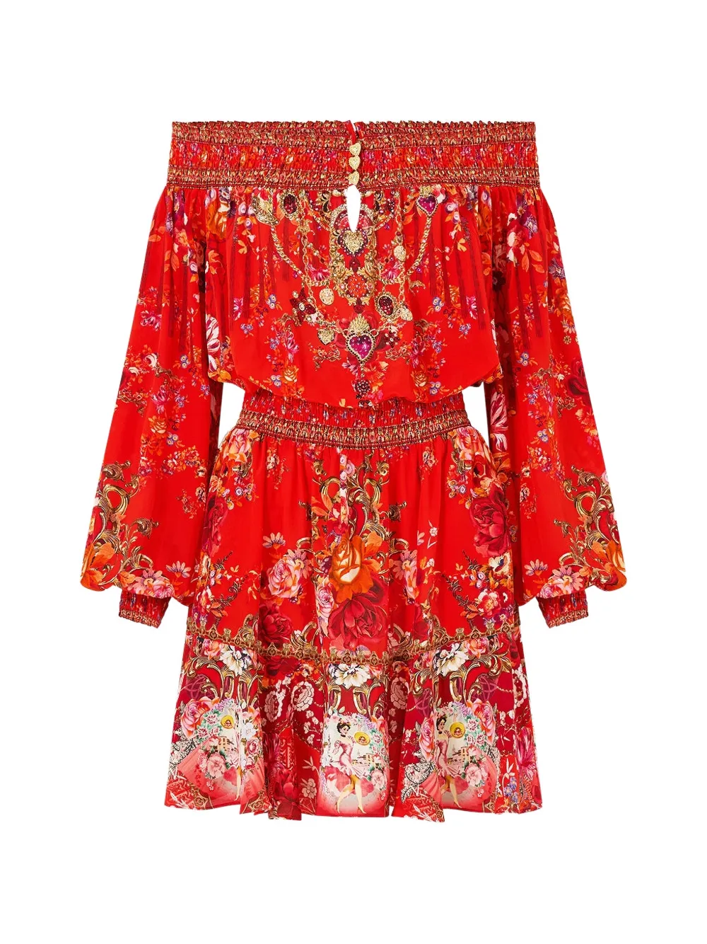 Camilla Olé Olé off-shoulder floral mini dress - Rosso