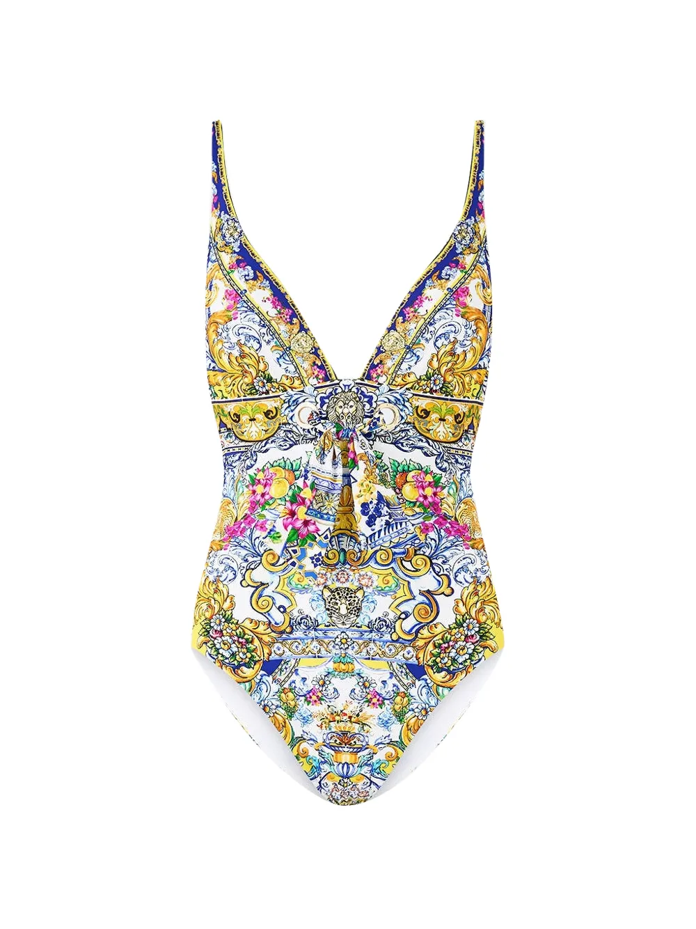 Camilla eyelet tie-front swimsuit - Weiß