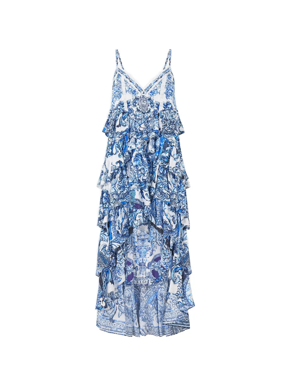 Camilla Abito con ruches e scollo a V - Blu