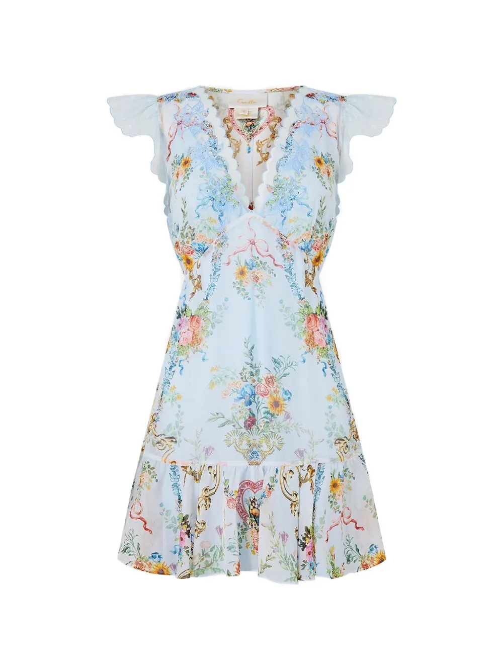 Camilla ruffled-sleeve mini dress - Blu