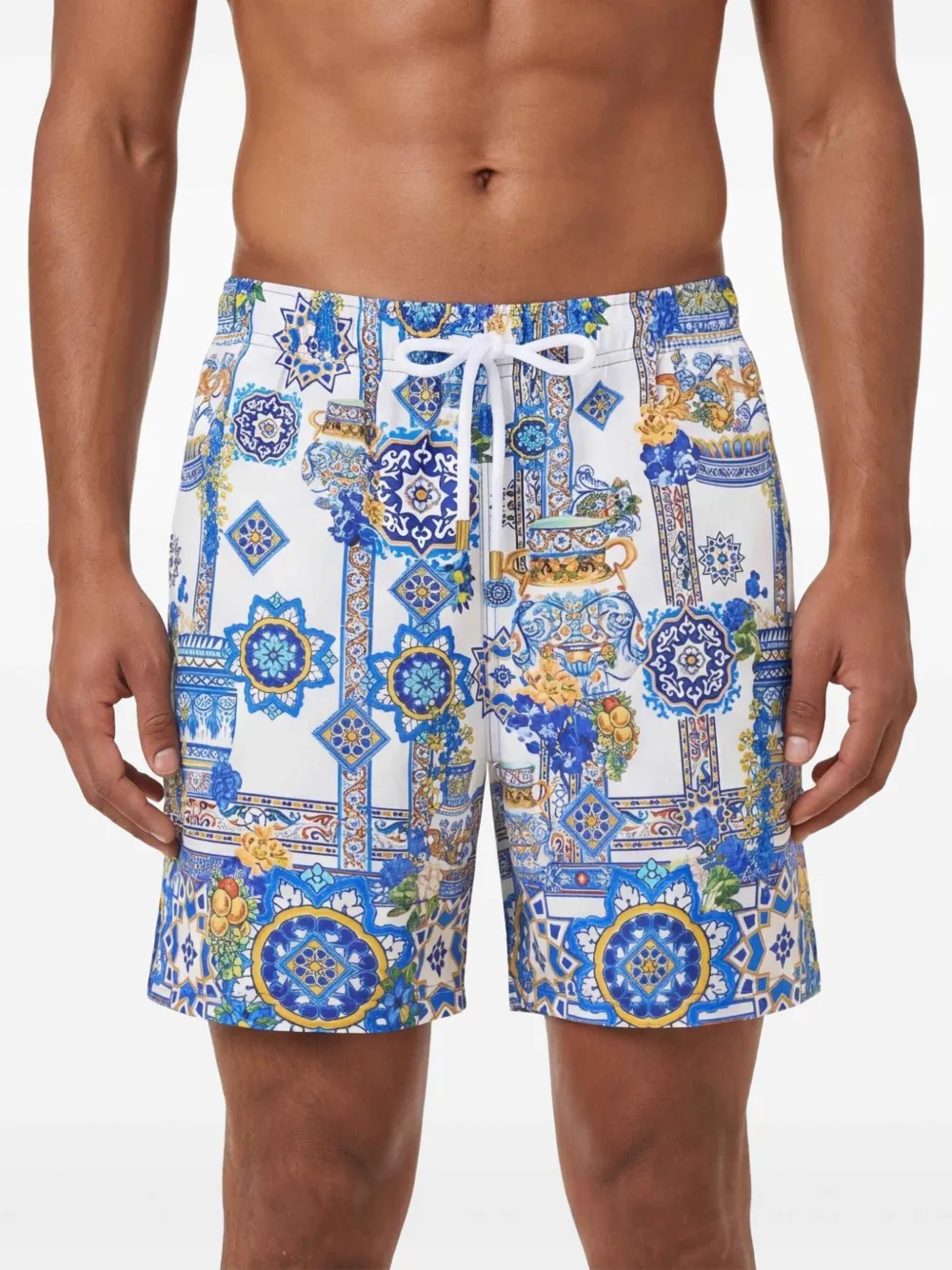 Camilla Zwembroek met elastische taille en print Blauw