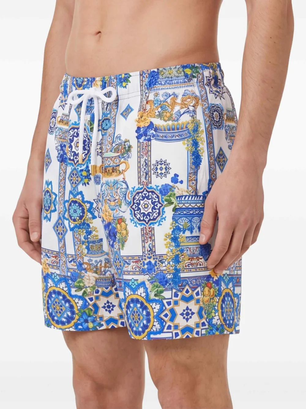 Camilla Zwembroek met elastische taille en print Blauw