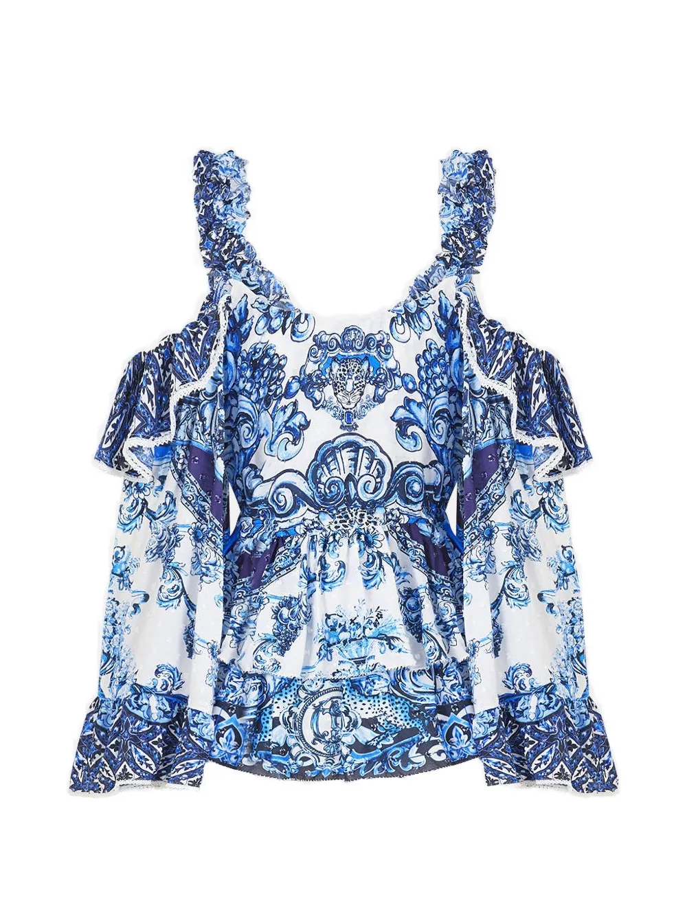 Camilla A Tiled Wonderland ruffled blouse - Bianco