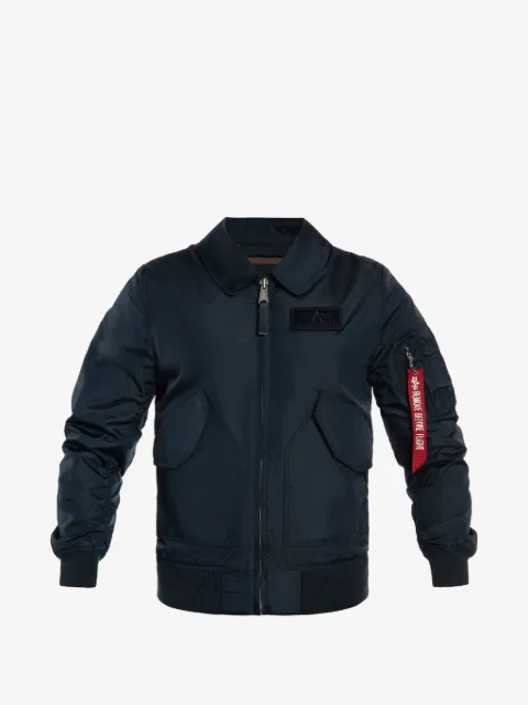 Alpha Industries logo-patch zip-up jacket