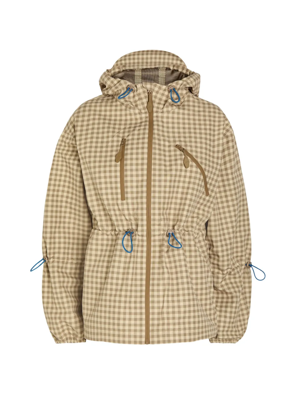 DAMSON MADDER Matilda checked-pattern hooded rain coat - Marrone