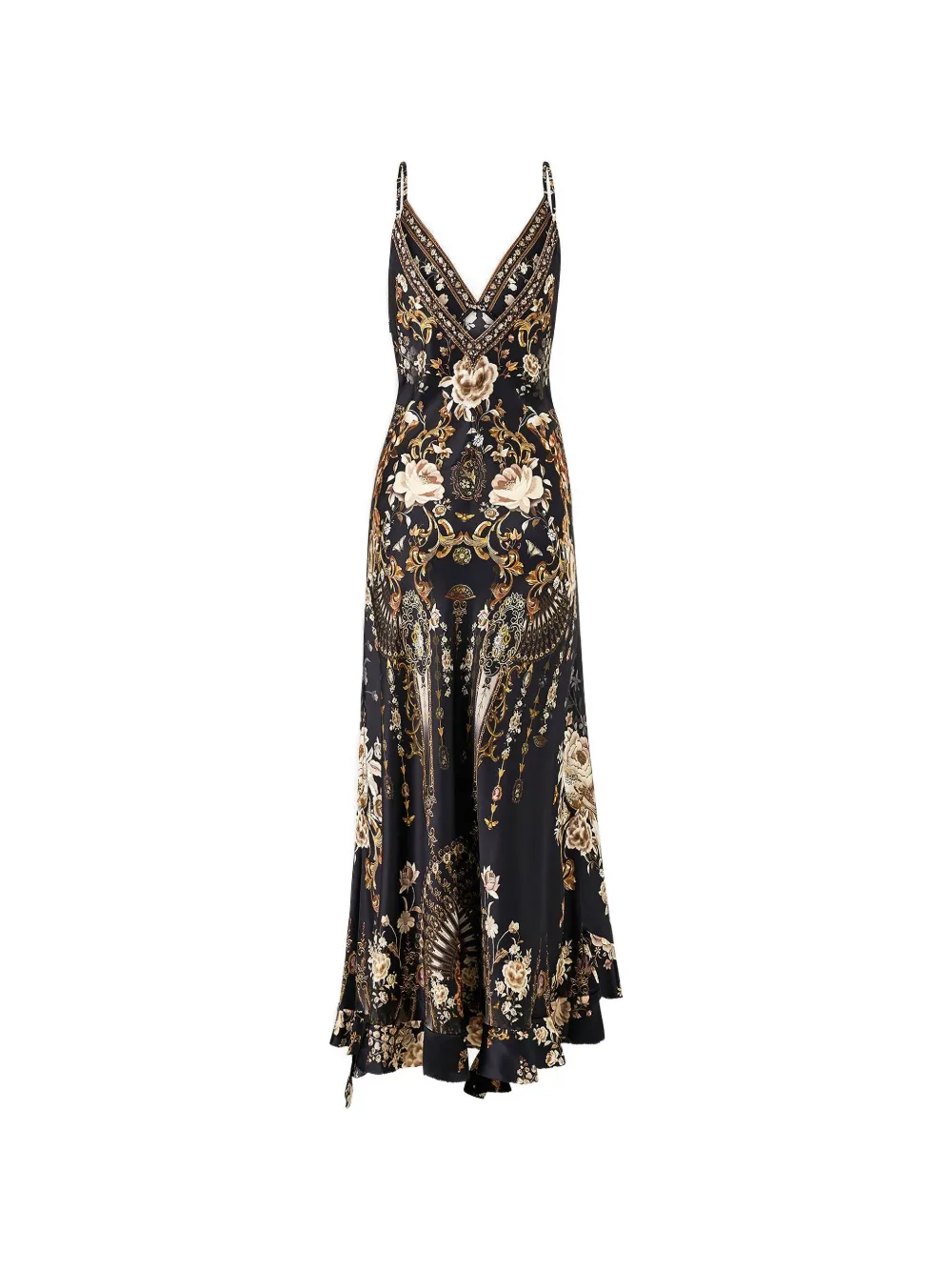 Camilla frill hem bias slip dress - Nero
