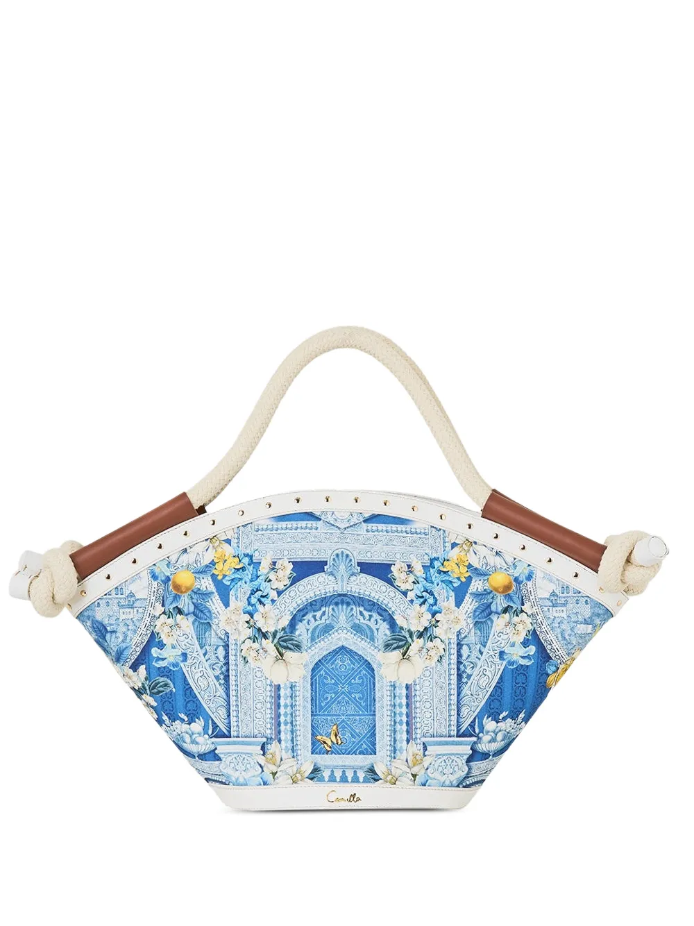 Camilla De Nada Granada floral-print knot tote - Blu