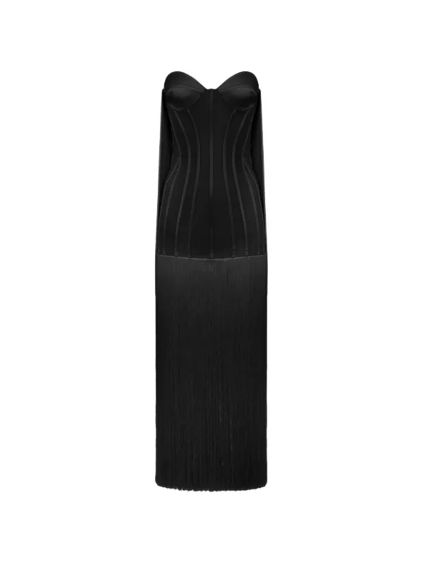 elisabetta franchi pleated long dress Elisabetta Franchi Asymmetrical Pleated Long Dress In Blue