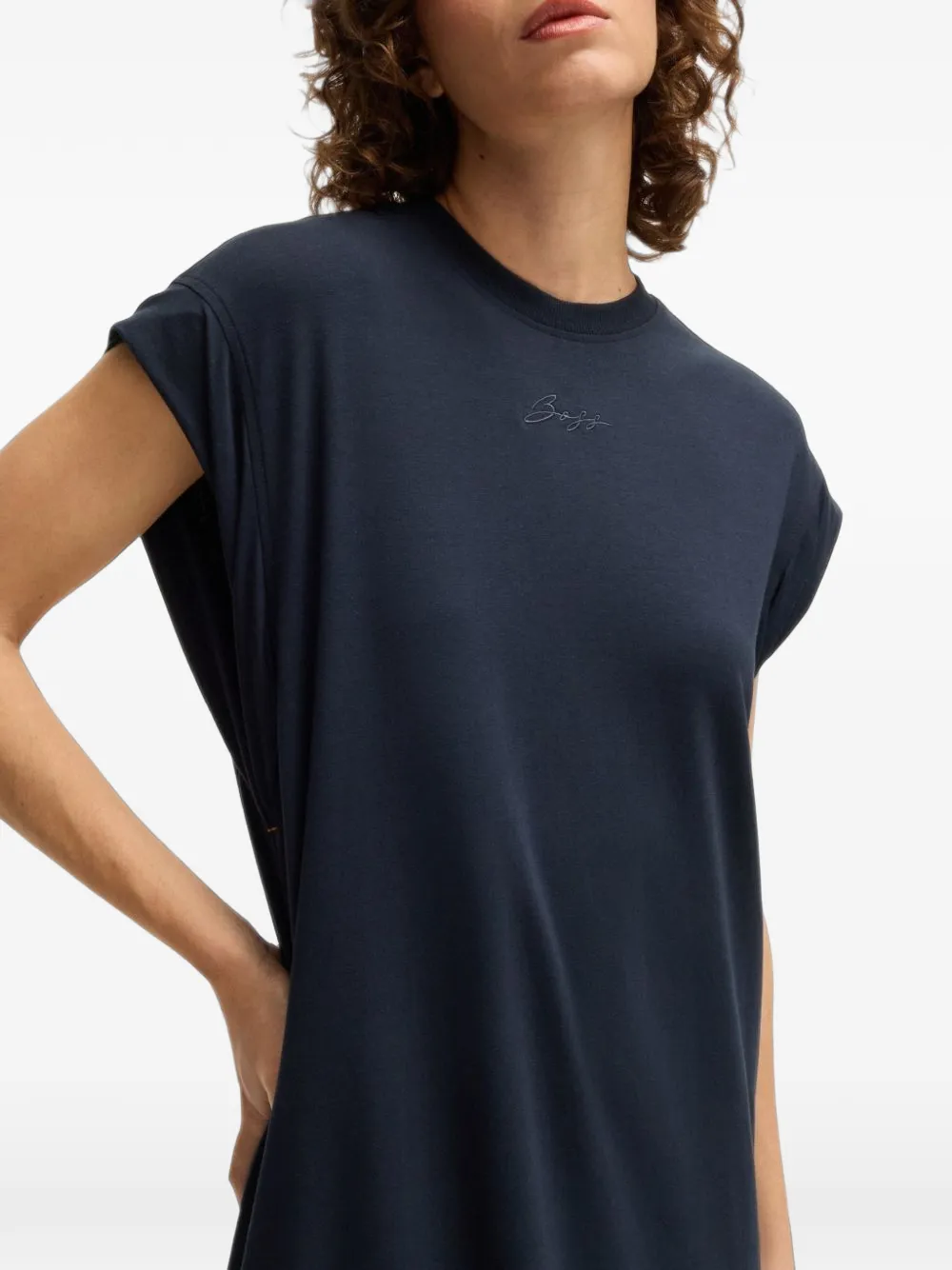 BOSS Midi-jurk met zijsplit Blauw